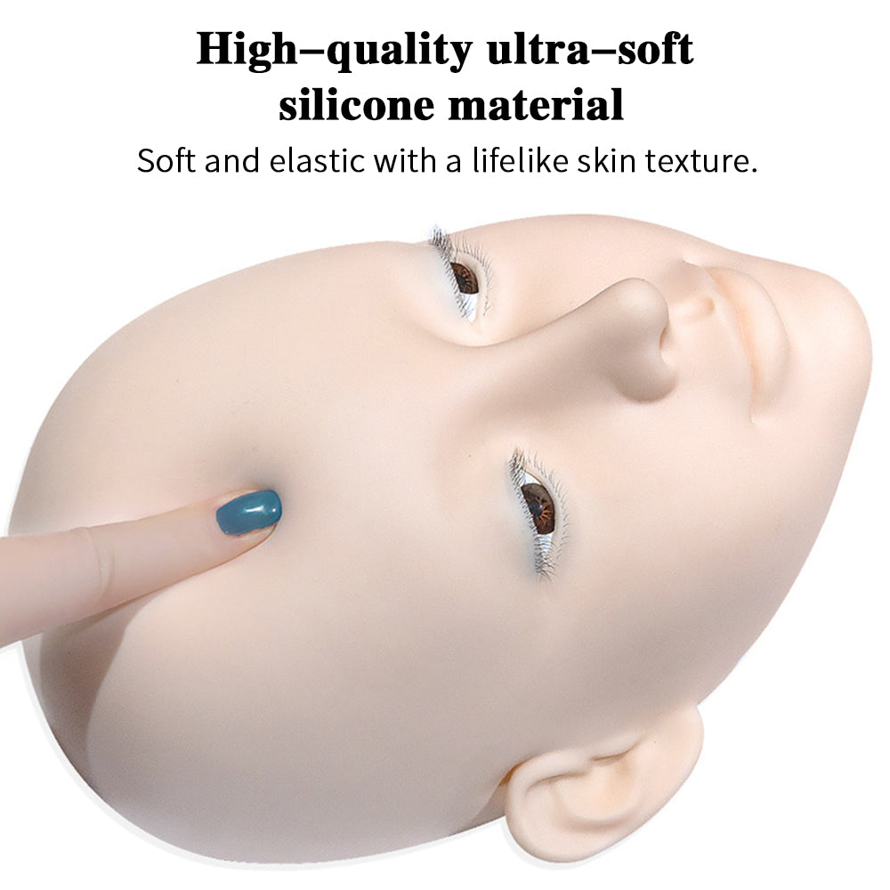 Liquid Silicone Imitation Model Head Super Soft to Open Eyelids Imitation Human Head Model 3 Lash Layers Lash Mannequin Head for Eyelash Extension, Lash Extension Practice Face for Beginners Reusable