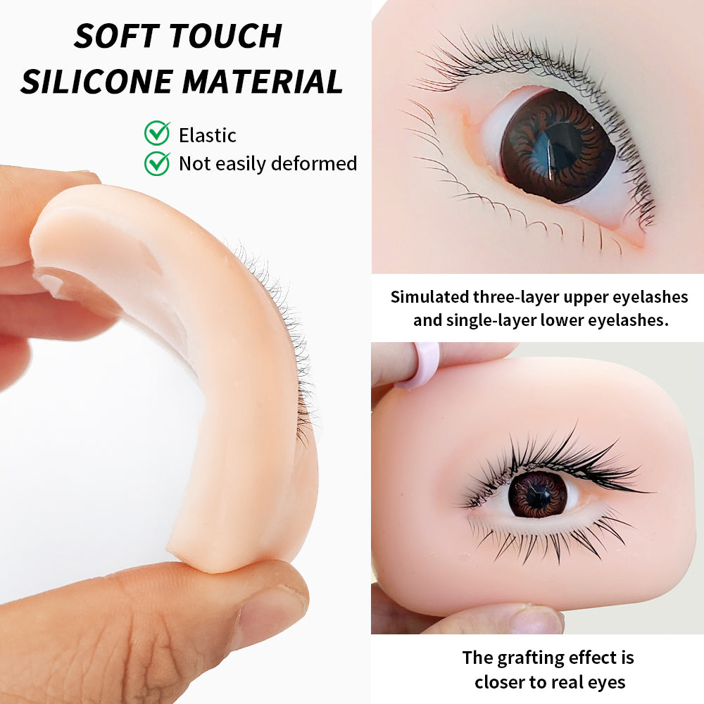 Imitation Human Eye Model 150-160 pcs Lashes  Lash Mannequin Head For Eyelash Extension, Lash Extension Practice Face for Beginners Reusable Makeup Massage Training Supplies