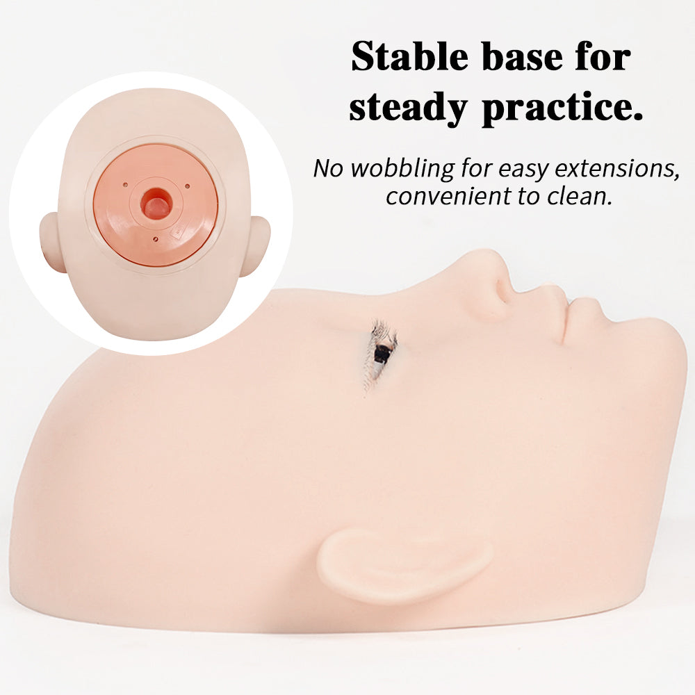 Liquid Silicone Imitation Model Head Super Soft to Open Eyelids Imitation Human Head Model 3 Lash Layers Lash Mannequin Head for Eyelash Extension, Lash Extension Practice Face for Beginners Reusable