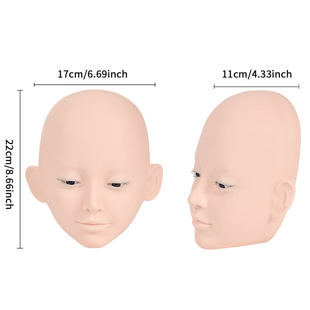 Liquid Silicone Imitation Model Head Super Soft to Open Eyelids Imitation Human Head Model 3 Lash Layers Lash Mannequin Head for Eyelash Extension, Lash Extension Practice Face for Beginners Reusable