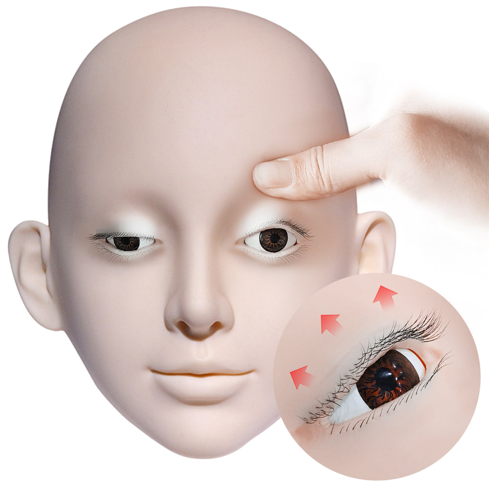 Liquid Silicone Imitation Model Head Super Soft to Open Eyelids Imitation Human Head Model 3 Lash Layers Lash Mannequin Head for Eyelash Extension, Lash Extension Practice Face for Beginners Reusable